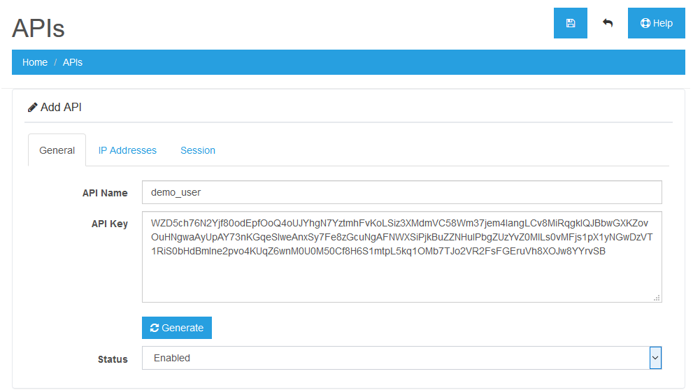 Add a new API user