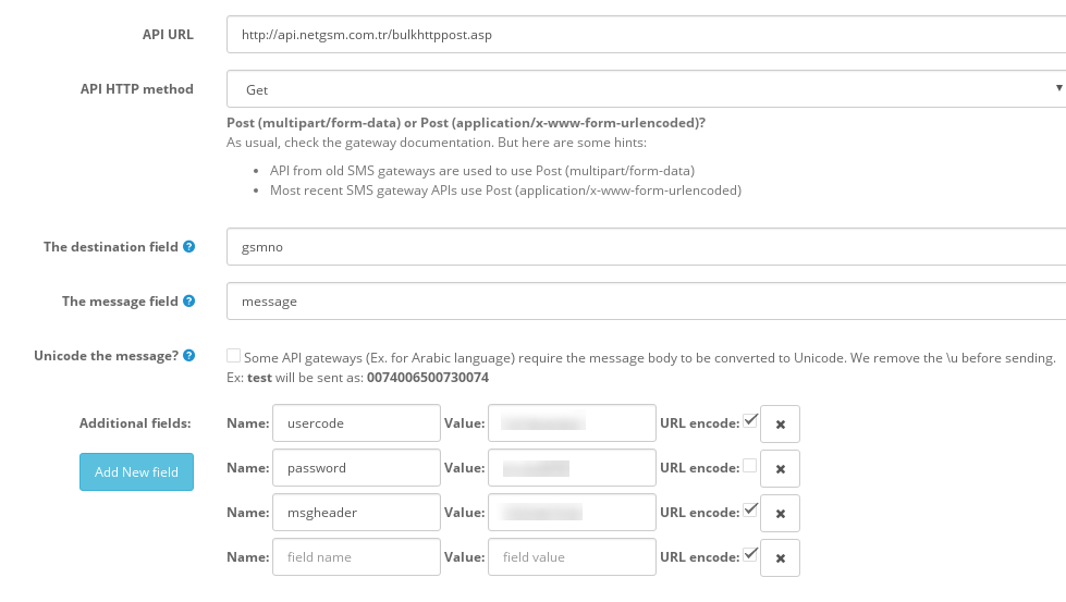 Gateway configuration example